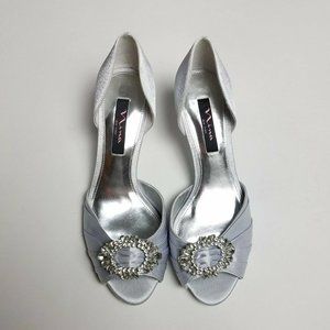 Nina Womens Heels Formal Dressy Silver Open Toe 9
